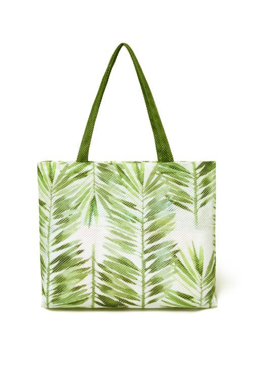 Yeşil Bambu Desenli File Plaj Çantası