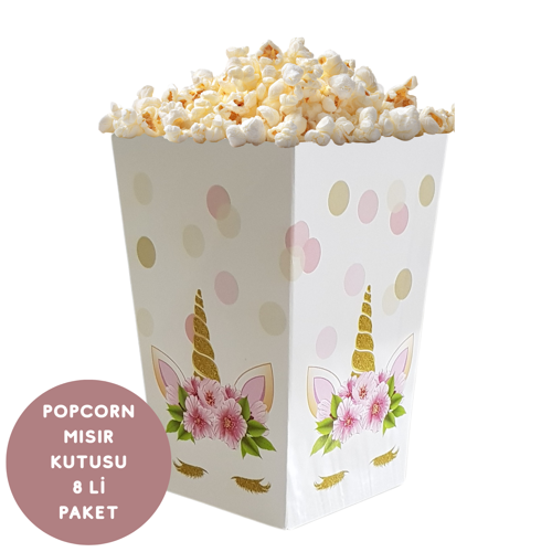 Unicorn Temalı Popcorn Mısır Kutusu 8 li Paket