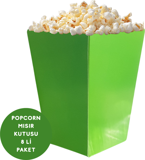 Yeşil Renkli Popcorn Mısır Kutusu 8 li Paket