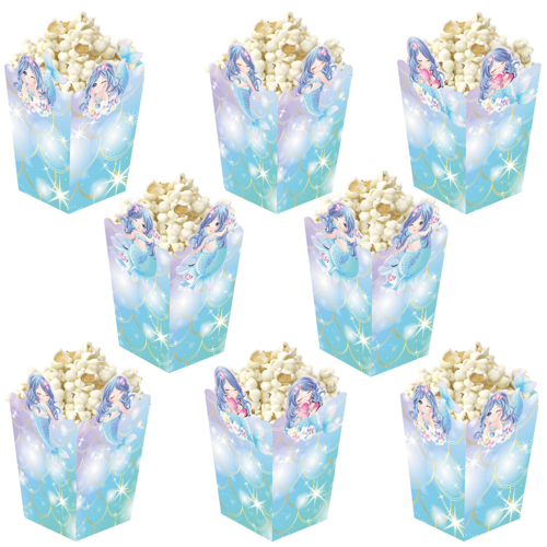 3D Deniz Kızı Temalı Popcorn Mısır Kutusu 8 li Paket
