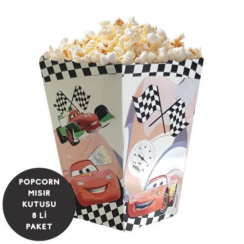 Cars Temalı Popcorn Mısır Kutusu 8 li Paket