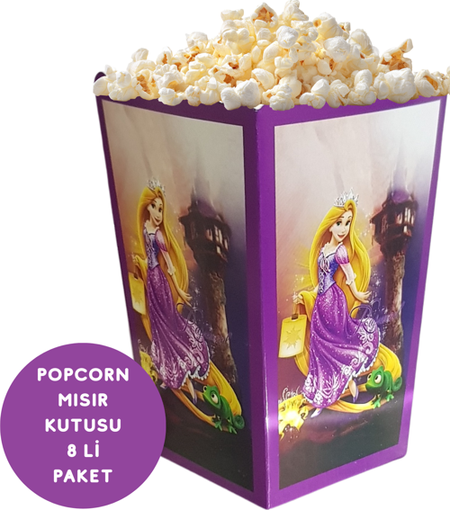 Rapunzel Temalı Popcorn Mısır Kutusu 8 li Paket