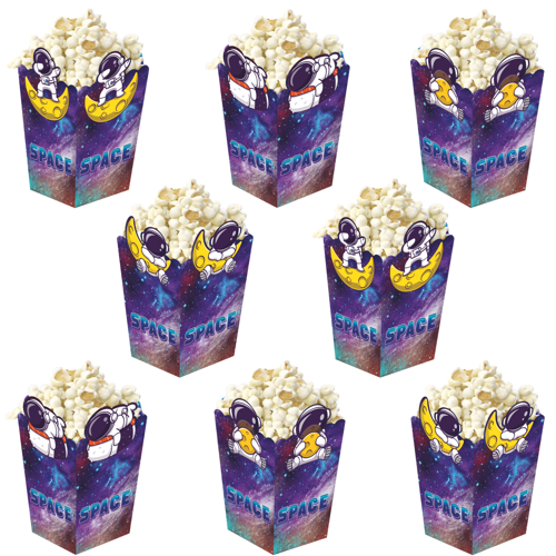 3D Uzay Temalı Popcorn Mısır Kutusu 8 li Paket