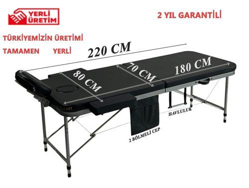 Masaj Masası Siyah | Alüminyum Ayaklı, Ayarlanabilir Yükseklik, Taşıma Çantalı