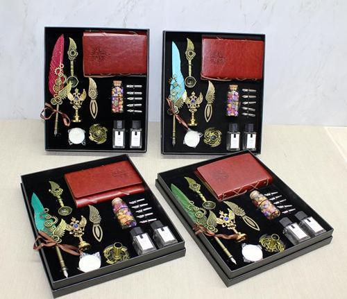 Büro Ev Ofis Hediyesi için Deri Defterli Tip Divit Hokka Mühür Seti