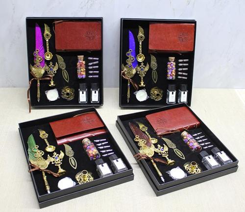 Büro Ev Ofis Hediyesi için Deri Defterli Divit Hokka Mühür Seti