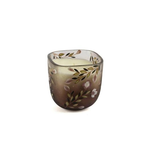 Mor Cam Çiçek Des Mum 9x9cm