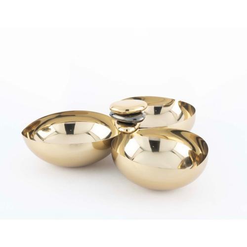 Gold Çakıl Taşı 3 Bölmeli Çerezlik 27x10cm