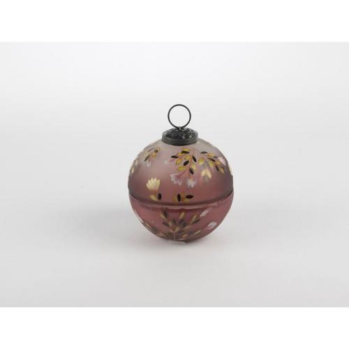 Mor Cam Çiçek DesTop Mum 9x10cm