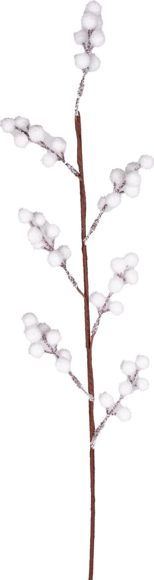 Yılbaşı Çiçeği Pike Kar Efektli Berry Dalı Beyaz 75 Cm.
