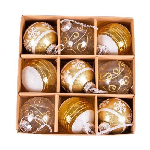 Yılbaşı Ağaç Süsü Yılbaşı Toplu 9 lu Set Gold 8 cm