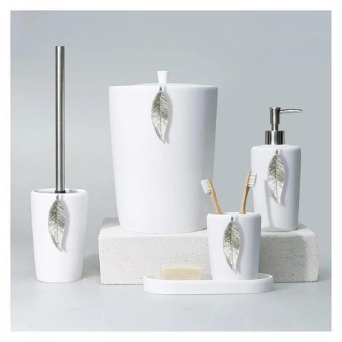 Leaf Banyo Seti Beyaz-Gümüş