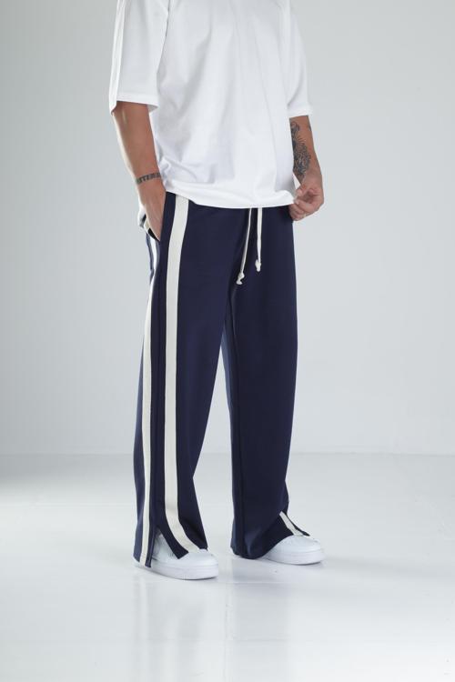 Şeritli Yırtmaç Detaylı İndigo Eşofman COC1499