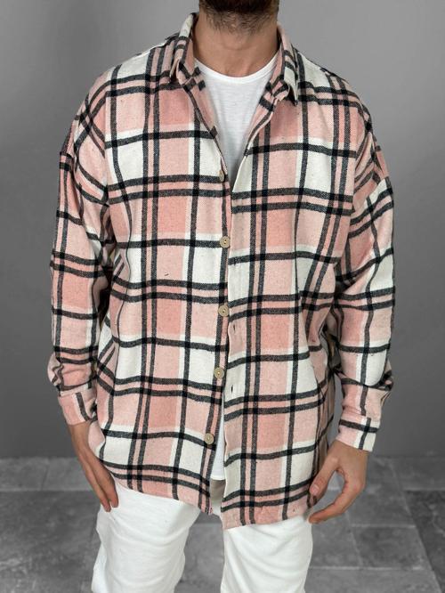 Pembe Siyah Çizgili Oduncu Gömlek COC2087