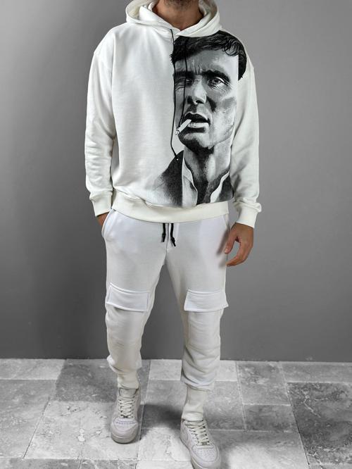 Üç İplik Beyaz Thomas Hoodie COC1825