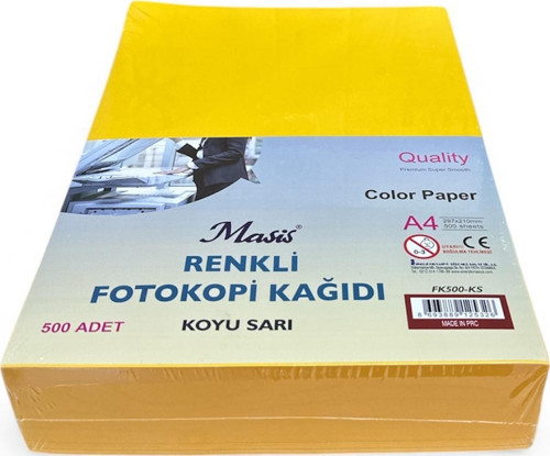 A4 Renkli Fotokopi Kağıdı 500 lü Koyu Sarı