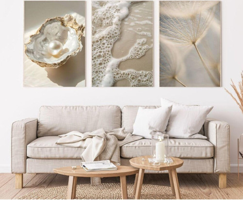 Minimalist Bohem Kasnaklı 3'Lü Set Kanvas Tablo Soyut Modern