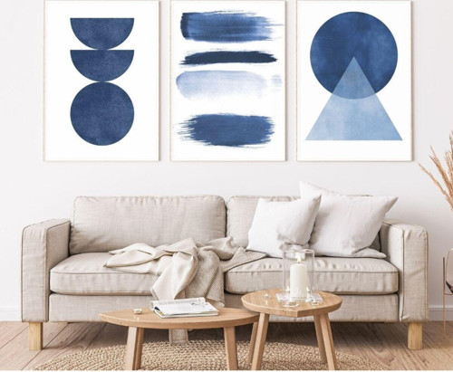 Minimalist Bohem Kasnaklı 3'Lü Set Kanvas Tablo Soyut Modern