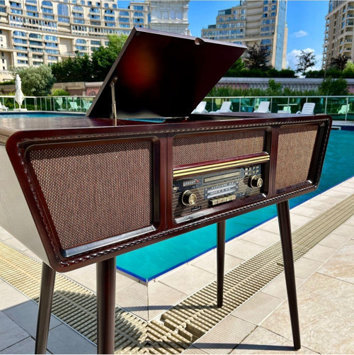 Crownwell Ahşap Retro Pikap Çalar, Cd Player, Radyo, Bluetooth Ve Usb Giriş