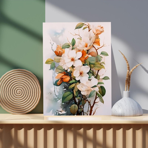 Sayılarla Boyama Seti Beyaz Çiçek 40X50 Cm