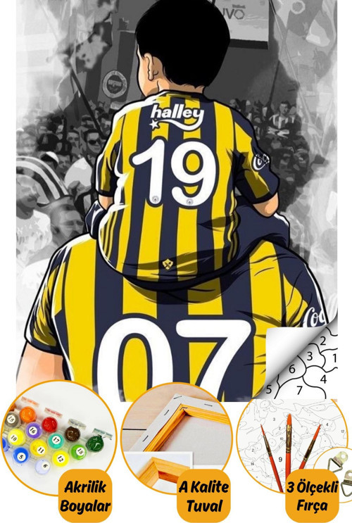 Sayılarla Boyama Numaralı Tuval Seti Fırça Boya Dahil 40X50Cm - Sarı Kanarya
