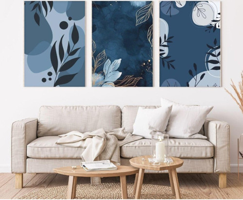 Minimalist Bohem Kasnaklı 3'Lü Set Kanvas Tablo Soyut Modern