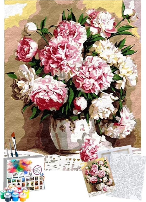 Sayılarla Boyama Seti 40 X 50 Cm Tuval Şasesine Gerili Karanfiller