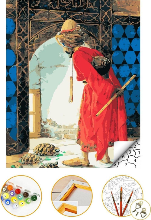 Sayılarla Boyama Hobi Seti - Büyük Ölçü 60X75Cm "Kaplumbağa Terbiyecisi" Çerçeveli