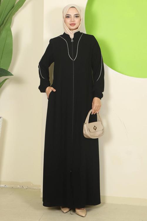 Biye Detaylı Ferace Siyah HM2812