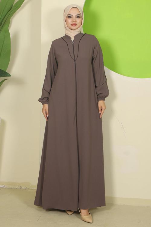 Biye Detaylı Ferace Kahverengi HM2812