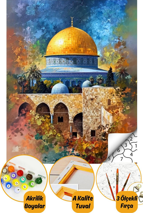 Sayılarla Boyama Numaralı Tuval Seti Fırça Boya Dahil 40X50Cm Kudüs