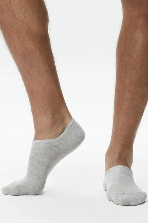 Soft Ribbing High Stretch Reinforced Heels and Tips 3-pack Sock Unisex Babet Çorap 3 Lü Gri