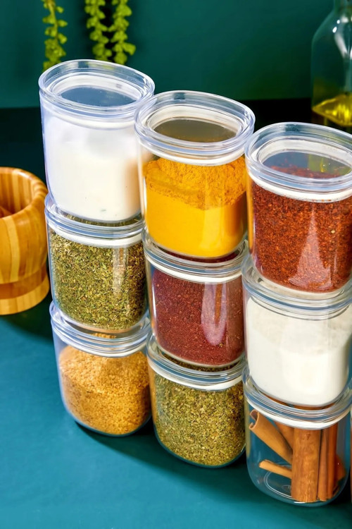 400 Ml Vakumlu Sızdırmaz Mika Baharatlık Seti Kavanoz Saklama Kabı 9'Lu