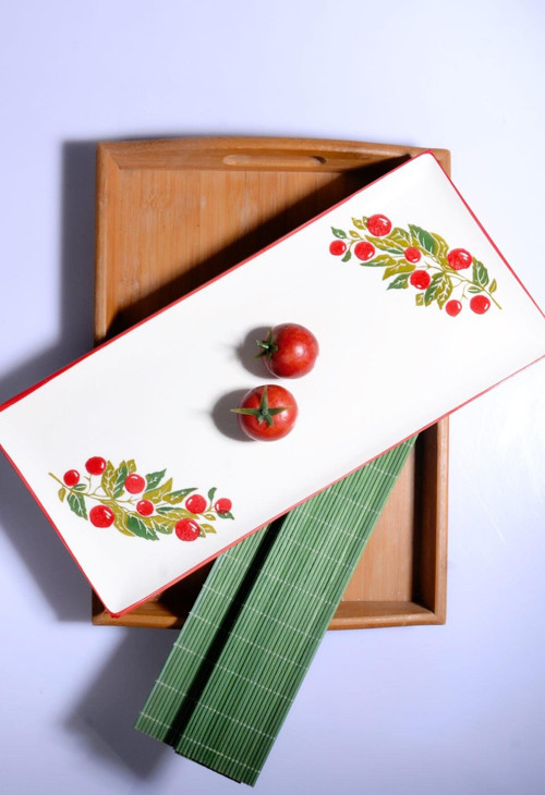 Vişne Desen Sunum Tabak 36X17 Cm