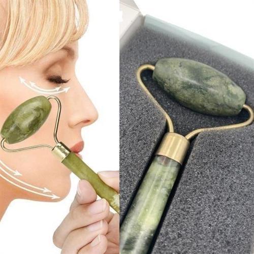 Özel Süngerli Kutusunda Kırılmaz Çift Taraflı Cilt Yüz Masaj Aleti Jade Roller Yeşim Taş