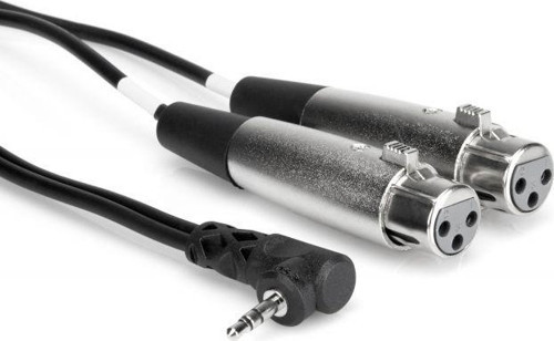 3.5 mm. 90 derece TRS (M) Dual XLR (F) Stereo Breakout kablo, 1.5 mt.