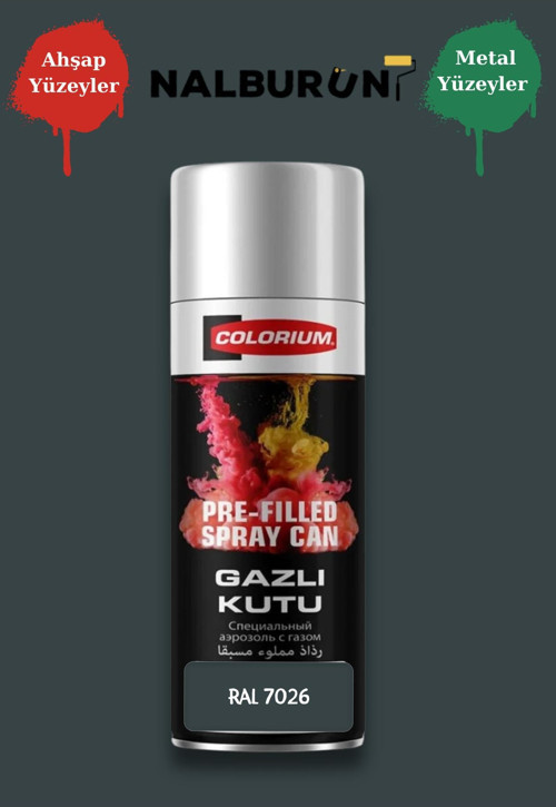 K7 Ral Renkleri 400 Ml Özel Doldurulmuş Selülozik Mat Sprey Boya Ral 7026 Granit Grisi