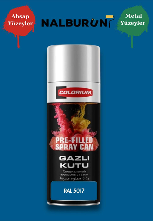 K7 Ral Renkleri 400 Ml Özel Doldurulmuş Selülozik Mat Sprey Boya Ral 5017 Trafik Mavi