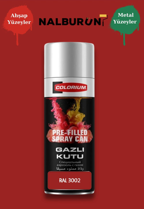 K7 Ral Renkleri 400 Ml Özel Doldurulmuş Selülozik Mat Sprey Boya Ral 3002 Karmen
Kırmızısı