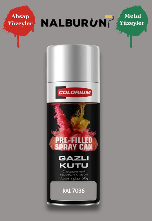 K7 Ral Renkleri 400 Ml Özel Doldurulmuş Selülozik Mat Sprey Boya Ral 7036 Platin Grisi