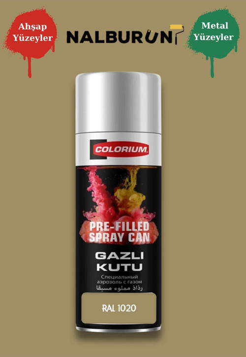 K7 Ral Renkleri 400 Ml Özel Doldurulmuş Selülozik Mat Sprey Boya Ral 1020 Zeytin Sarısı