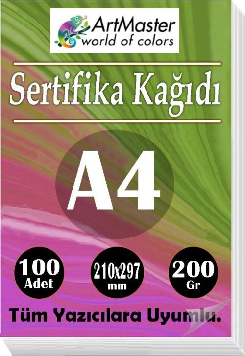 A4 Sertifika Kağıdı 100 Adet Gramajlı Fotokopi Kağıdı 200 gr Tüm Yazıcılara Uyumlu 21x29.7 cm Kalın Baskı Kağıdı Kalın
