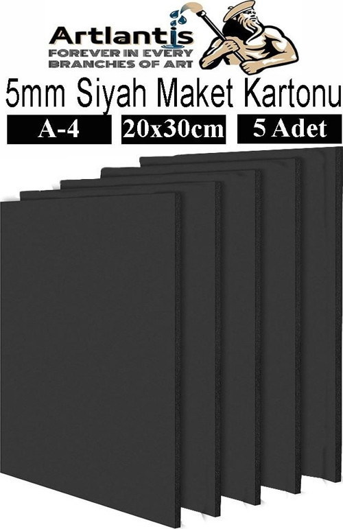 Maket Kartonu Siyah Fotoblok 5 mm A4 20x30 cm 5 Adet Hobi Sanat Okul Köpüklü Straforlu Maket Kartonu Maket Yapımı