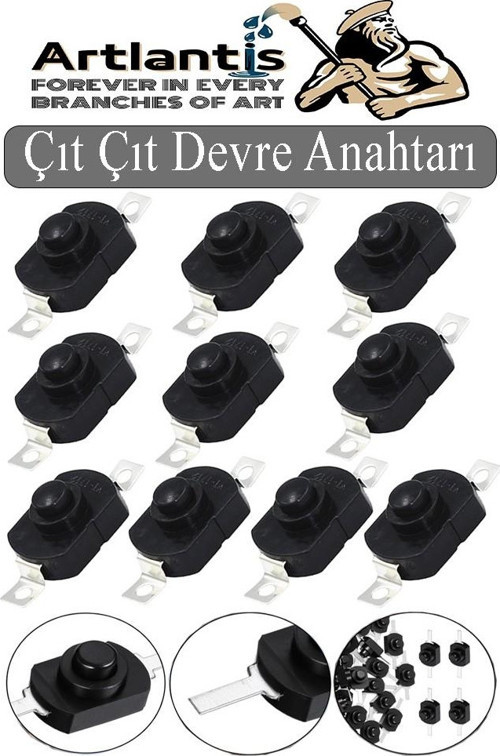 Mini Anahtar Arapuar Çıtçıt Anahtar 10 Adet Siyah Elektrik Devresi İçin Açma Kapama Düğmesi Deney On / Off Siyah Anahtar