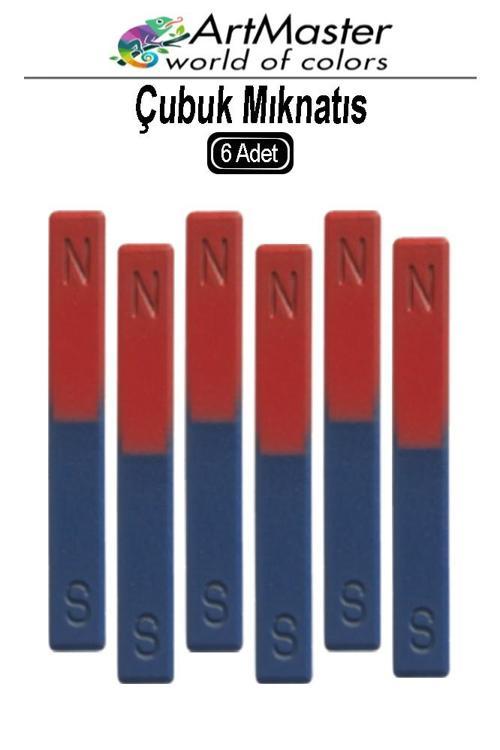 Çubuk Mıknatıs 6 Adet Deney Malzemesi Kırmızı Mavi Boyalı Okul Projeleri İçin I Şekilli Manyetik Çubuk Mıknatıs 