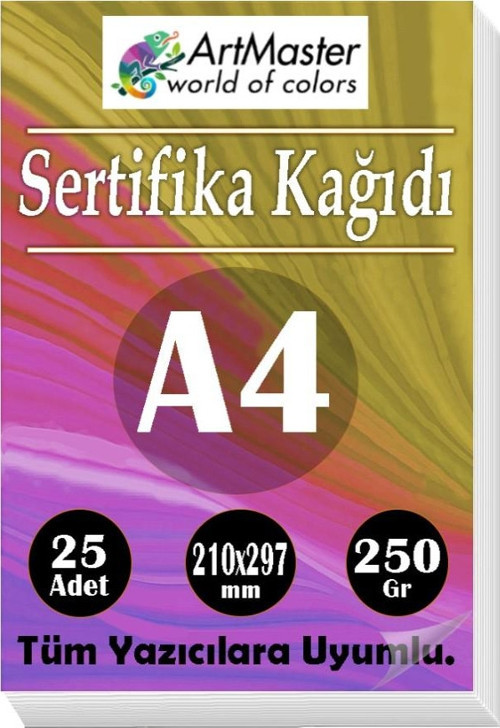 A4 Sertifika Kağıdı 25 Adet Gramajlı Fotokopi Kağıdı 250 gr Tüm Yazıcılara Uyumlu 21x29.7 cm Kalın Baskı Kağıdı Kalın