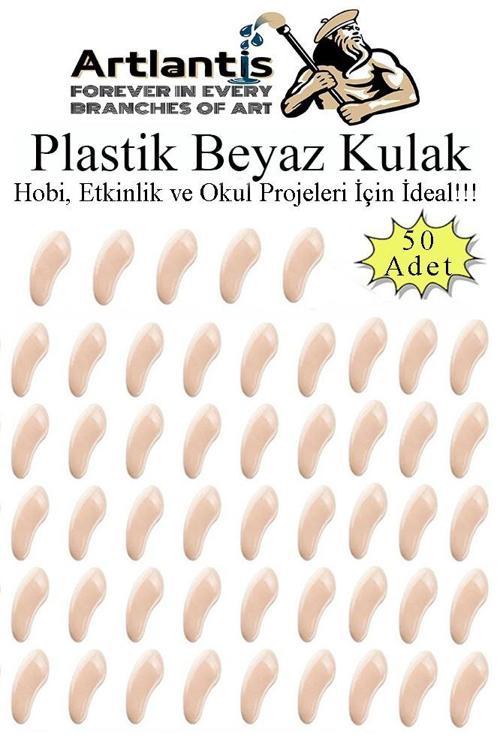 Plastik Kulak Krem 50 li 1 Paket Hobi Etkinlik Okul Projeleri Okul Öncesi Anasınıfı Amigurumi Yüz Yapım Kulak