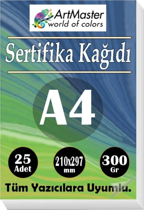 A4 Sertifika Kağıdı 25 Adet Gramajlı Fotokopi Kağıdı 300 gr Tüm Yazıcılara Uyumlu 21x29.7 cm Kalın Baskı Kağıdı Kalın