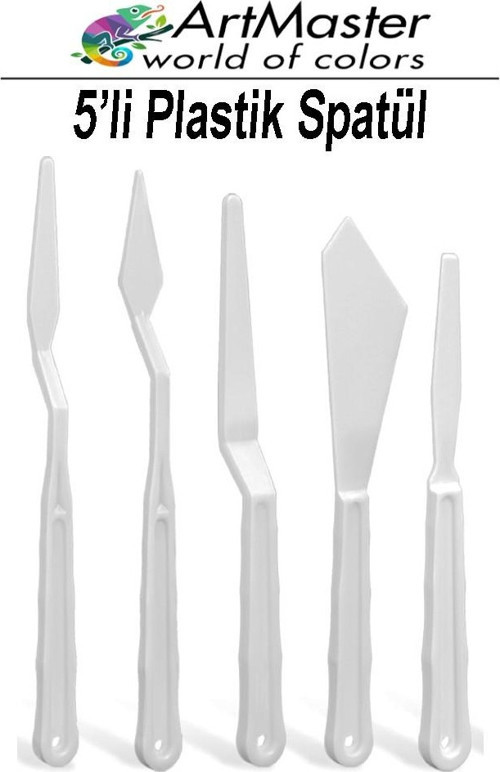 Plastik Spatula Seti 5 Li Resim Ve Heykel Plastik Spatül Esnek Palet Bıçağı Plastik 1 Paket