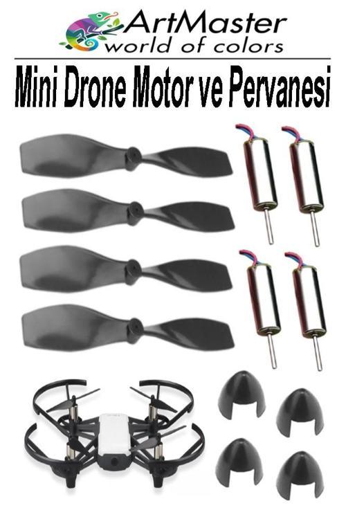 Mini Drone Motor Ve Pervanesi 4 Adet Dc Motor Yüksek Hızlı Çekirdeksiz Pervane Kanatı Helikopter Uçak Drone Deney Okul 